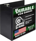 Samsill Durable 6 inch 3 Ring Binder, Locking D Ring Binder, Customizable Clear View Cover, Black, Holds 1225 Pages