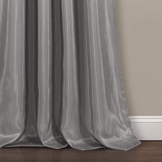 Lush Decor Night Sky Window Curtain Panel, Single, 42" W x 108" L, Black & Gray - Sequin Curtains - Sparkle & Color Block Design - Modern Glam Decor - Extra Long Curtains For Bedroom & Living Room