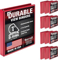 Samsill Durable 1 inch 3 Ring Binder, D Ring Binder, 100% Recycled Chipboard, Red, 12 Pack