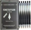 Fengtaiyuan Retractable Gel Pens, 0.5mm Bullet Point Fast Drying Black Ink, Frosted Gradient Triangular Ergonomic Barrel Writing Pens for School Exam Office Note Taking [Pack of 6]