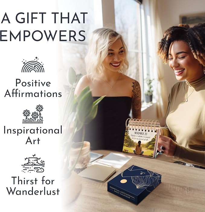 Daily Affirmations for Women, Perpetual Desk Calendar, 366 Positive Quotes | Inspirational Self Care Gifts for Women, Perpetual Flip Desk Calendar, Motivational Office Accessories, Personal Growth