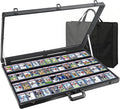 Card Display Case Aluminum Trade Show Display Case Large Portable Trading with Lock for Collectibles, Sports Cards. 34IN x 22IN - Black