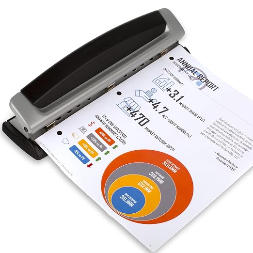 Swingline 3 Hole Punch, 10 Sheet Capacity Three Hole Puncher 3 Ring, Adjustable 2-3 Hole Paper Punch, Precision Pro, Black & Silver (74037)