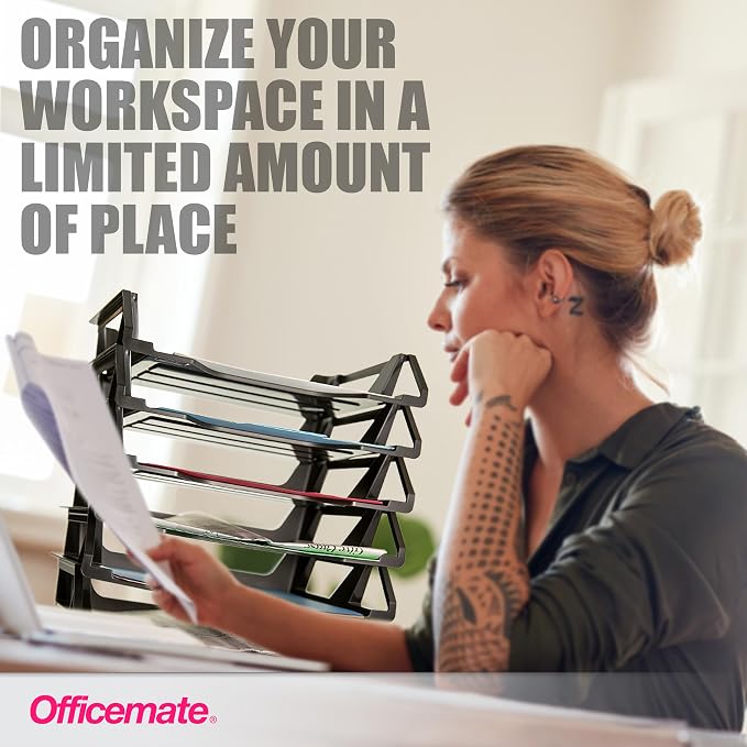 Officemate Recycled Desk Tray,Side Load,15 1/8 x 8 7/8 x 15,Letter/A4, (26212),6 Count (Pack of 4)