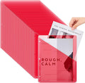 Seajan 100 Pcs Pocket Folders for 3 Ring Binder Clear Plastic Folders Sleeves with 2 Pockets 3 Hole Punch Binder Dividers Poly Slash File Jackets for Office School Document Organizer (Red)