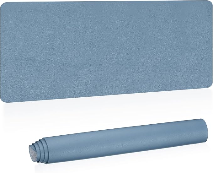 PATIKIL 48x17 Non-Slip Waterproof PU Leather Desk Pad Dual Sided Desk Protector Cover for Office.homeStudy, Grey Blue