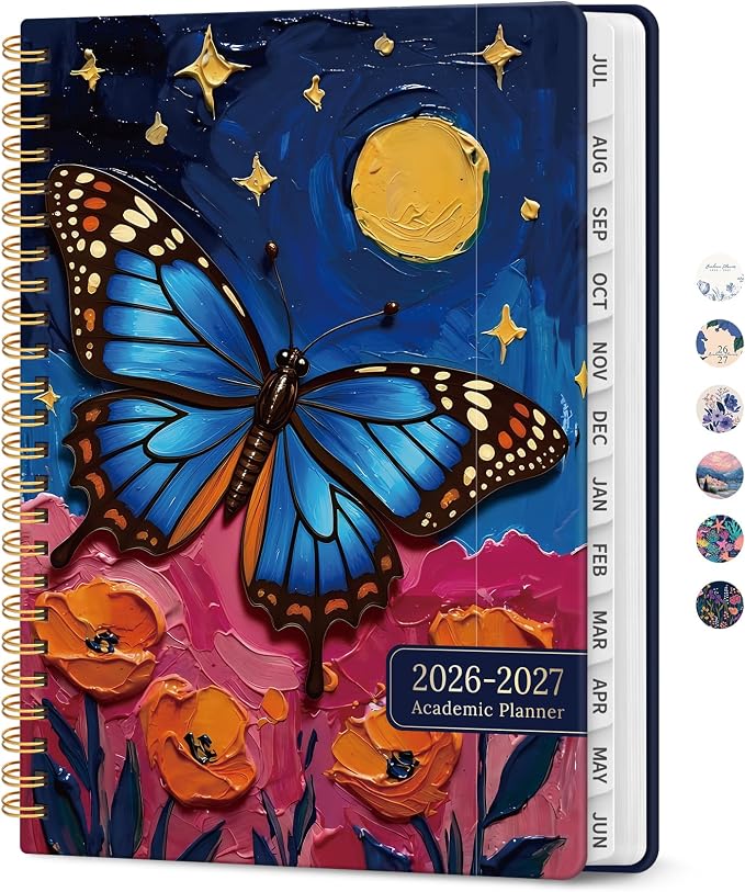 Taja Planner 2026-2027, Jul 2026-Jun 2027 Monthly & Weekly Calendar Planner | 6.3" x 8.5", Hardcover Academic Calendar, Teacher Student Agenda Book with Tabs, School Office Supplies, Lunar Flight