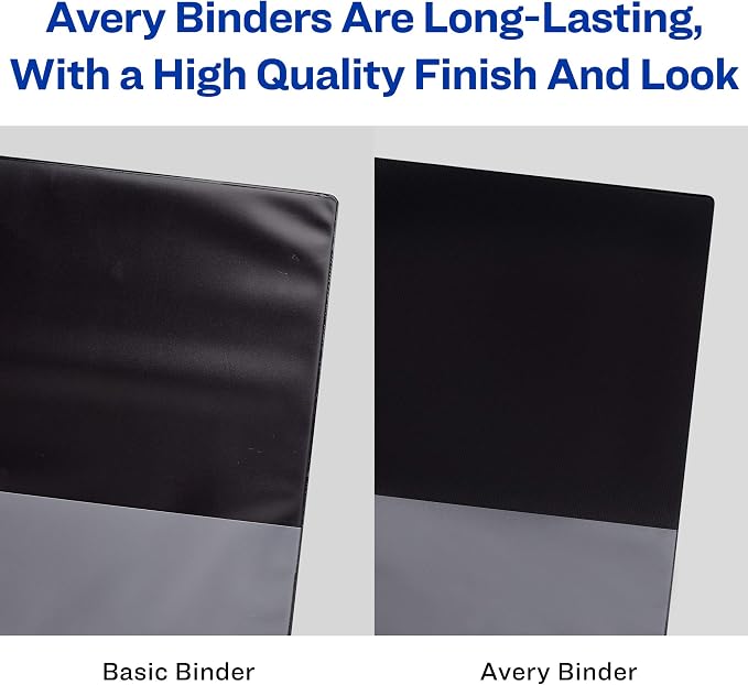 Avery Heavy-Duty 3 Ring Binder with Label Holder, 4 Inch One Touch EZD Rings, 4.5 Inch Spine, 1 Black Binder (79994) (Pack of 4)