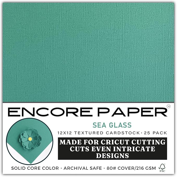 Sea Mist—12x12 Textured Cardstock | 80lb Textured Blue Scrapbook Paper | Premium Cardstock for Cricut Cutting | 25 Sheets