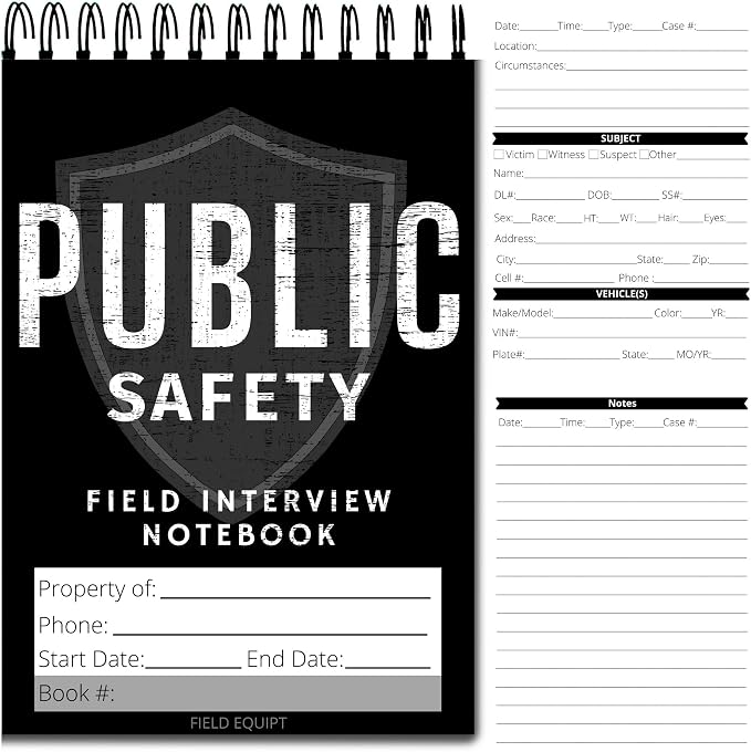 Field Equipt Law Enforcement Incident Report Notepads, Sheriff, Security & Police Gear, EDC Officer Notebook, Cop Gifts, Interview Equipment Accessories Book, 6 Pack (Security)