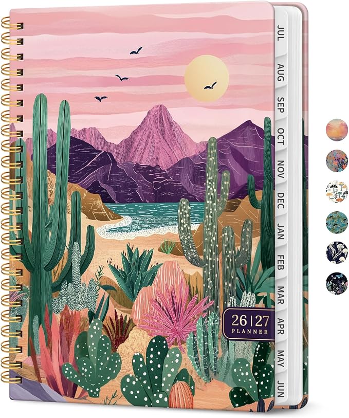 Planner 2026-2027, Jul 2026-Jun 2027 Monthly & Weekly Planner Calendar | 6.3" x 8.5", Hardcover Academic Spiral Pretty School Planning Book for Women, Teacher, Student, Sunset Arroyo