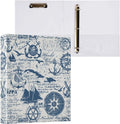Vintage Ship Anchor Binder 1.5 Inch Binder with Clipboard&Pockets, Nautical Theme Hardcover Binders 3 Ring, Heavy Duty Large File Folder for Office School Supplies - Holds 200 Sheets