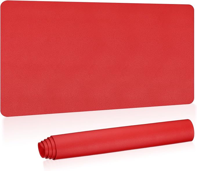 Patikil Desk Mat, 31"x15" Non-Slip Waterproof PU Leather Desk Pad, Dual Sided - Dark Red