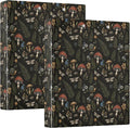 Mushroom Round Ring Binders 1.5 Inch Leaves Flower Berry Daisy 3 Ring Clipboard Binder for Office School Work Supplies File Folder Document 200 Sheet Capacity Easy Open 2 Pieces