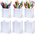 Crtiin 6 Pcs Notebook Shaped Pencil Holder for Back to School Decor | Classroom Office Desktop Decor, Wooden Dispenser Stationery Storage Container for First Day of School, Teacher Students Gifts