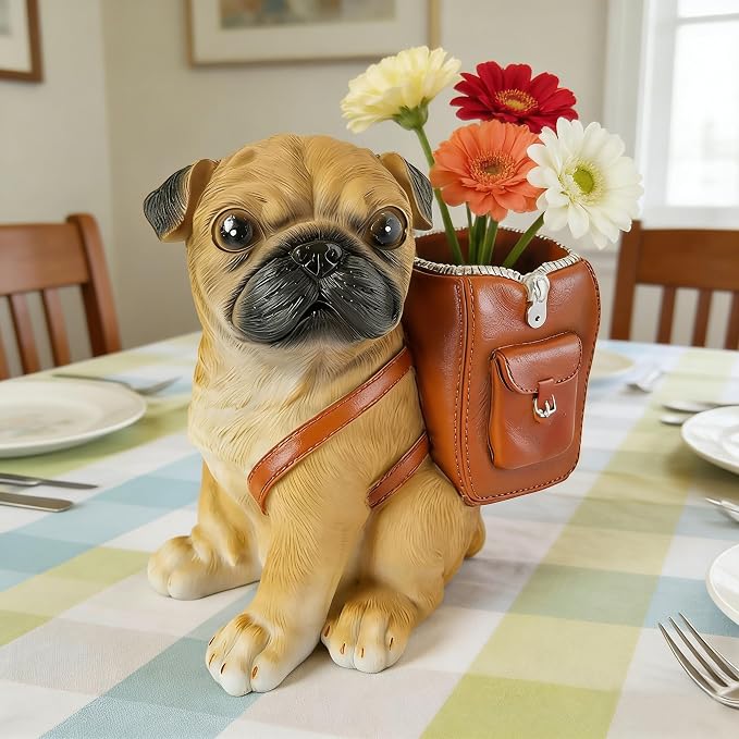 Funny Dog Pen Holder, Pencil Holder for Desk, Pug Gifts for Women Men, Cute Desk Pen Organizer for Home Office School Decoration
