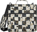 ALAZA Zipper Binder 3 Ring Chess Pieces Black White Checkerboard Binder Organizer with Zipper and Shoulder Strap Large Capacity Multi-Pocket Trapper Keeper File Folder for Office Supplies