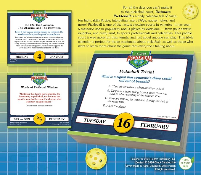 Ultimate Pickleball 2027 Daily Desk Calendar: Boxed Page-a-Day Sports Trivia Calendar with Day-to-Day Tips, Techniques & Fun Facts for Pickleball Players