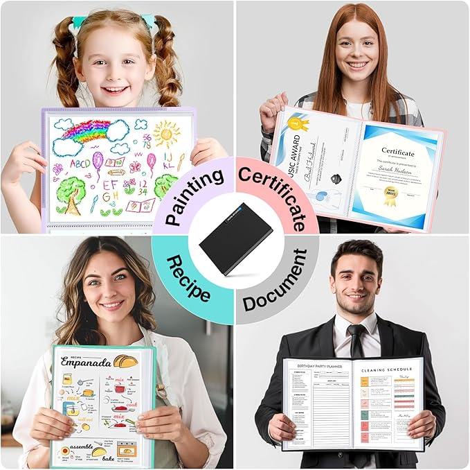 Sooez Binder with Plastic Sleeves 18-Pocket, Displays 36 Pages, 8.5"x11" | Presentation Folders with Clear Sheet Protectors, Art Portfolio Binder for Certificate & Office Project, Document Organizer