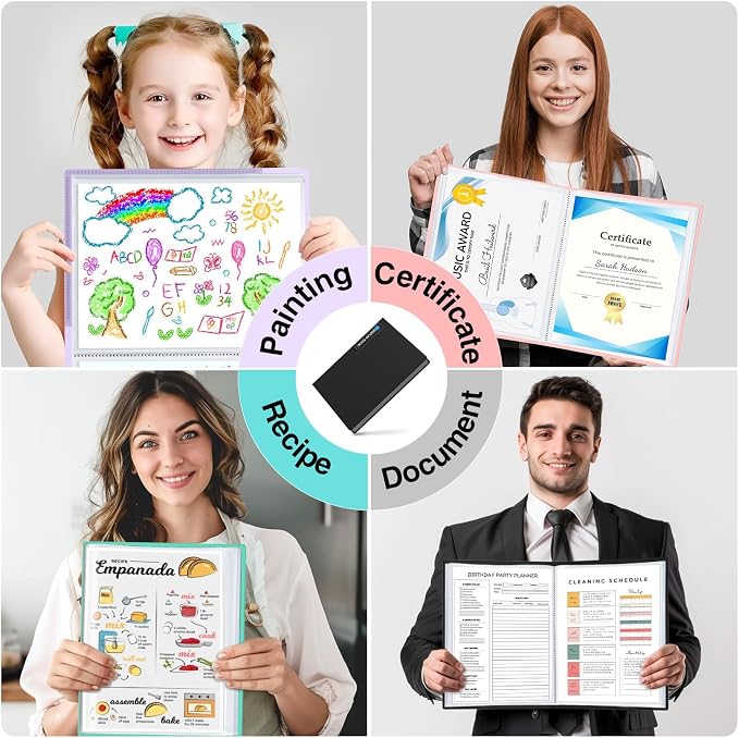 Sooez 6 Pack Binder with Plastic Sleeves 18Pocket, Displays 36 Pages 8.5x11 | 11 Presentation Folders with Clear Sheet Protectors, Art Portfolio Binder for Certificate & Office Project Folder