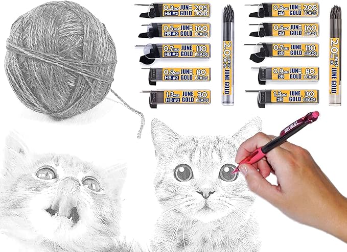 June Gold 320 Pieces, 0.9 mm HB #2 Lead Refills, 80 Pieces Per Dispenser, Bold Thickness, Break Resistant Lead/Graphite, 1.0 mm Compatible (Pack of 4 Dispensers)
