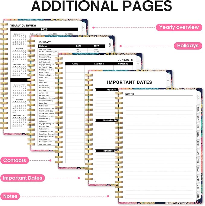 Taja Planner 2026-2027, Jul 2026-Jun 2027 Monthly & Weekly Calendar Planner | 8.5" x 11", Hardcover Academic Calendar, Teacher Student Agenda Book with Tabs, School Office Supplies, Coral Reef