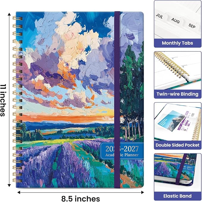 Academic Planner 2026-2027, Jul 2026-Jun 2027 Monthly & Weekly Planner