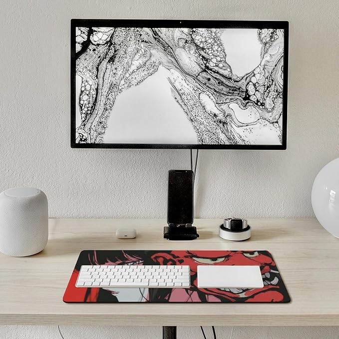 Japanese Female Samurai Anime Girl Large Mouse Pad Gaming Desk Mat Keyboard Computer Pad Non-Slip Rubber Mouse Mat for Home Office 30x60cm