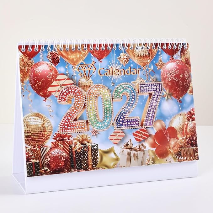 icceemee 2027 Calendar Desk Calendar DIY Diamond Painting Art with Animals theme Calendar, Monthly Flip Planner with To-Do List, Handmade Craft for Office & Home Decor Gift