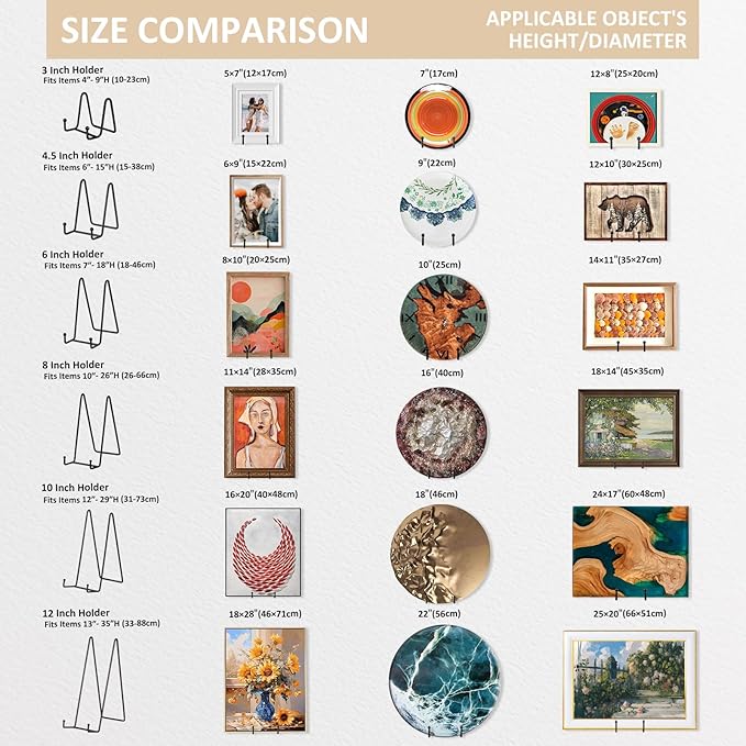 Plate Holder Large Display Stand - 2 Pack 12 Inch Oversized Plate Stands for Display Heavy Duty Artwork - Extra Big Metal Tabletop Easel for Decorative Platter | Picture Frame | Plaque | Book - Black