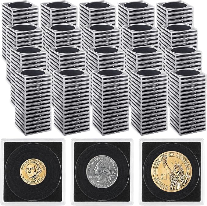288 Pcs Plastic Coin Holders with 5 Sizes Adjustable Silver Dollar Coin Holder Capsule Protectors Snap Holders Silver Dollar Protection Cases for Collection Supplies Storage Display （20-40mm）