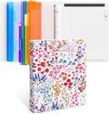 JoyCat 3 Ring Binder Clipboard with Storage, 5 Folders, Flower | 3 ring clipboard portfolio combines five expandable folders, a refillable letter-size notepad and storage
