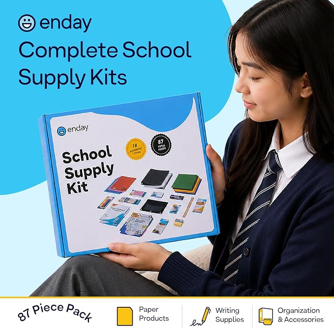 Enday Back to School Supplies High School Kit for Kids with Folders, Notebooks, Pencils, Pens & More Back to School Supplies Kit School Supply Bundle for Classroom Essentials