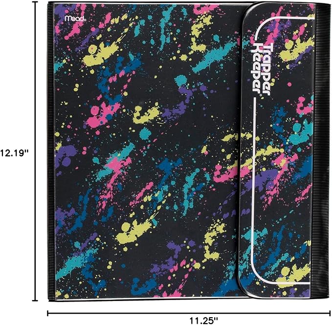 Mead Trapper Keeper Binder, Retro Design, 1 Inch Binder with Folders and Pockets, Holds 8-1/2" x 11" Paper, Paint Splatter (260038FO-ECM)