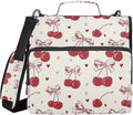 3 Ring Zipper Binder with Shoulder Strap Red Bow Cherry Love 2 Inch Zippered Binder Bag 500 Sheet Capacity Multi Pockets for School Supplies