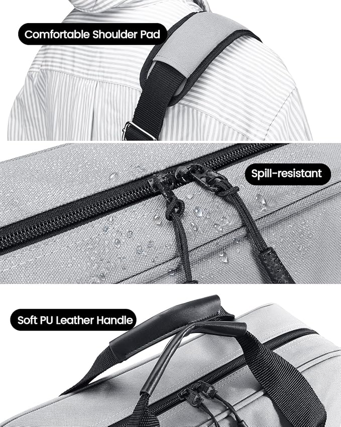 Zipper Binder 3 Inch 3 Ring with Shoulder Strap Multi-Pocket,Tough | Binder Bag with Laptop organizer for School Travel,Fit 13" MacBook & Tablet,700 Sheets Capacity,Water Resistant,Grey