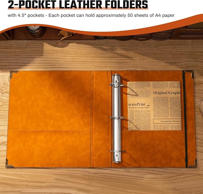 Ovesmusl 2 Pack PU Leather D Ring Binder, 1.5 Inch Green Tree | Fits 8.5x11 letter paper, holds 400 sheets, inner pockets, loose leaf organizer