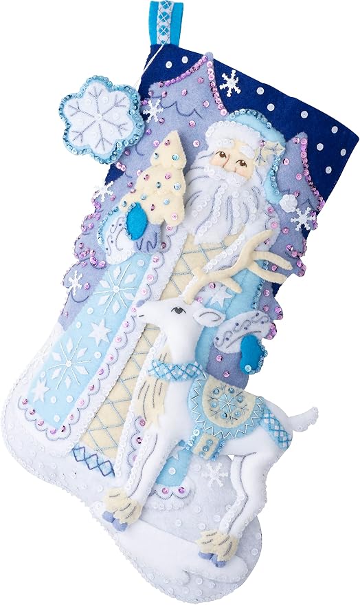 Bucilla Felt Applique 18" Stocking Making Kit, Winter Wonderland, Perfect for DIY Arts and Crafts, 89540E