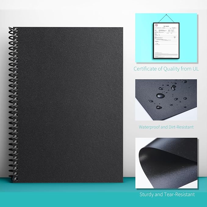 Binditek 12 Mil Sand-Textured Binding Covers, Letter Size, Black, 50 Pack | Plastic Binding Covers, 8.5" x 11", Subtle Matte Finish, Square Corners, Unpunched, Ideal for Business Reports and Proposals