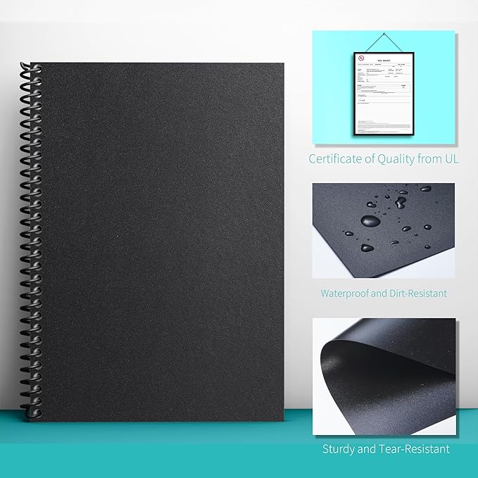 Binditek 12 Mil Sand-Textured Binding Covers, Letter Size, Black, 100 Pack | Plastic Binding Covers, 8.5" x 11", Subtle Matte Finish, Square Corners, Unpunched, Ideal for Business Reports and Proposals
