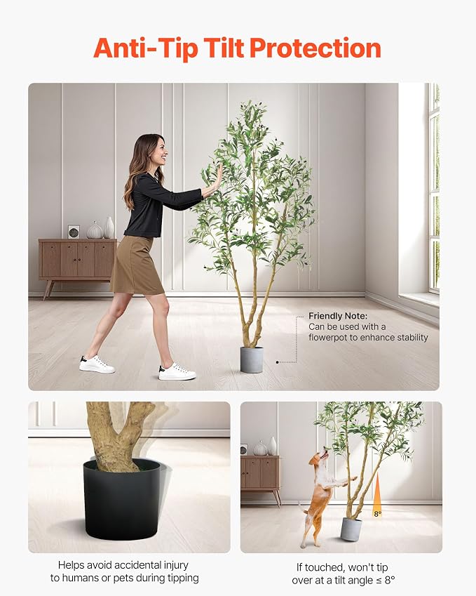VEVOR 7FT Artificial Olive Tree with Black Pot, Tall Fake Tree with Natural Wood Trunk & Realistic Green Leaves and Fruits, Indoor Faux Plant for Home, Office, Living Room, Corner Decor
