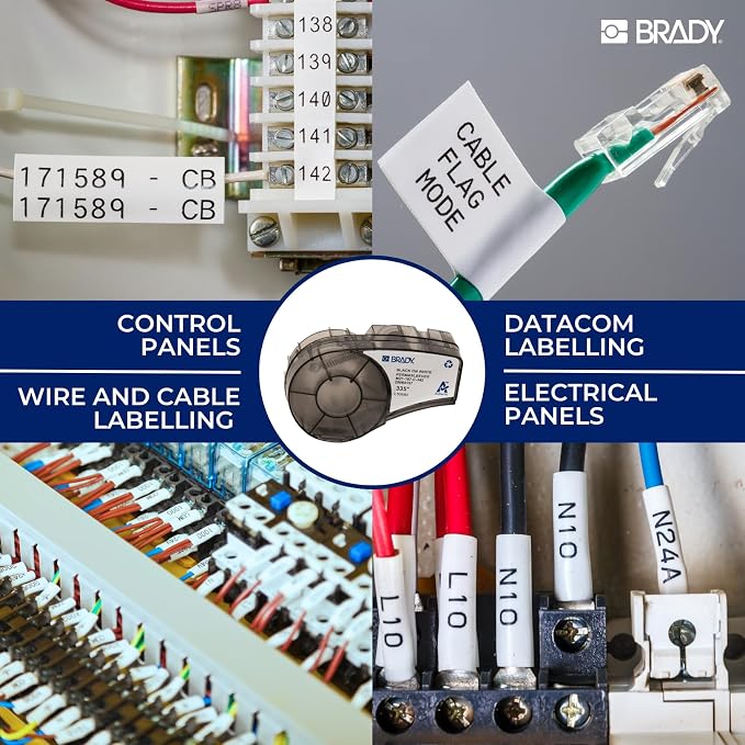 Brady Authentic (M21-250-C-342) PermaSleeve Heat Shrink Tubing for Control and Electrical Panels, Wire Harness, Black on White- For M210, M210-LAB, M211, BMP21-PLUS and BMP21-LAB Printers, .439" W 7'L