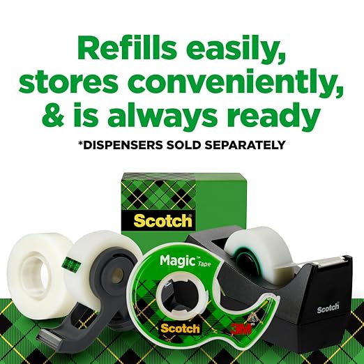 Scotch Magic Tape, Invisible, Home Office Supplies and Back to School Supplies for College and Classrooms, 20 Rolls (Pack of 6)