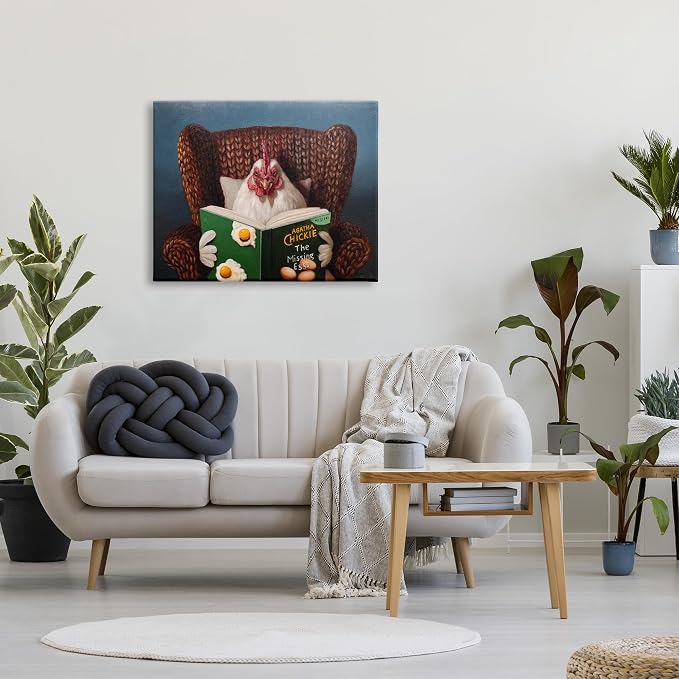 Stupell Industries 'Chicken Reading Book'| Canvas Art | Stupell Industries | 40 x 30 Inches, Easy to Hang and Sturdy, Made in USA, by Lucia Heffernan
