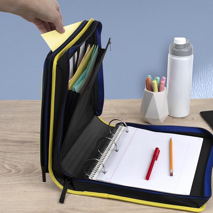 Five Star Zipper Binder 2 Inch O-Rings Case Organiser with Multi-Access and 5-Tab Expanding File Folder, 850 Sheet Capacity, Cosmic Blast (290010M)