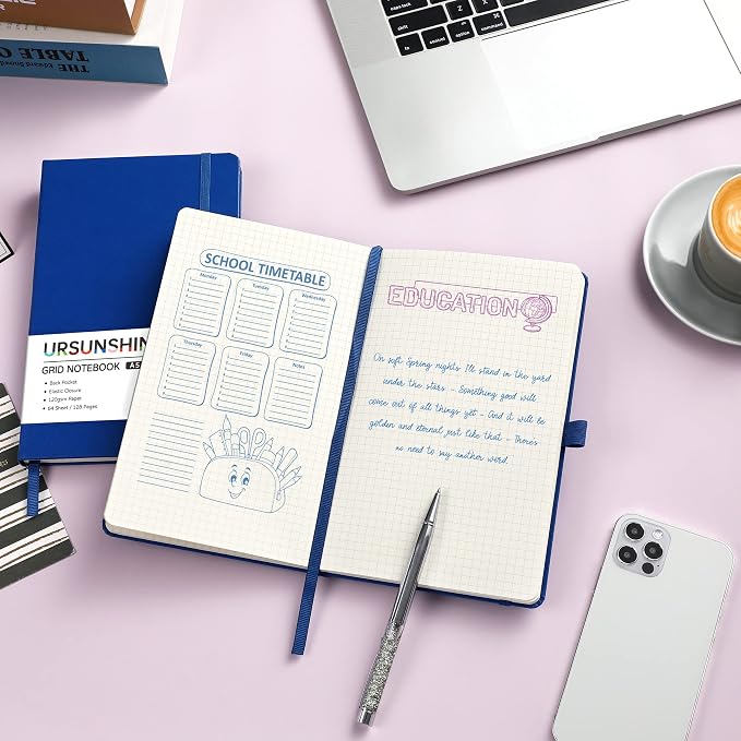 Graph Grid Paper Notebook/Journal - Classic Journal/Notebook with Ribbon
