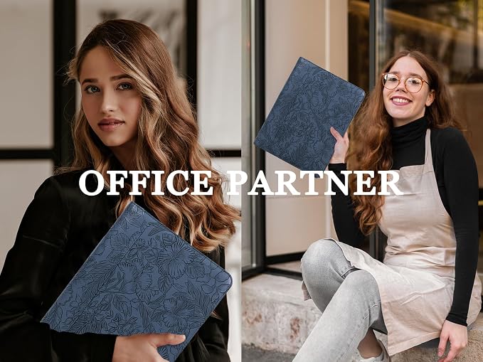 AZXCG Embossed Padfolio for Women,Zippered Padfolio with 3 Ring Binder,Business Portfolio Organizer for Women with A4 Writing Pad Holder, Leather Portfolio Binder for Business,School,Work