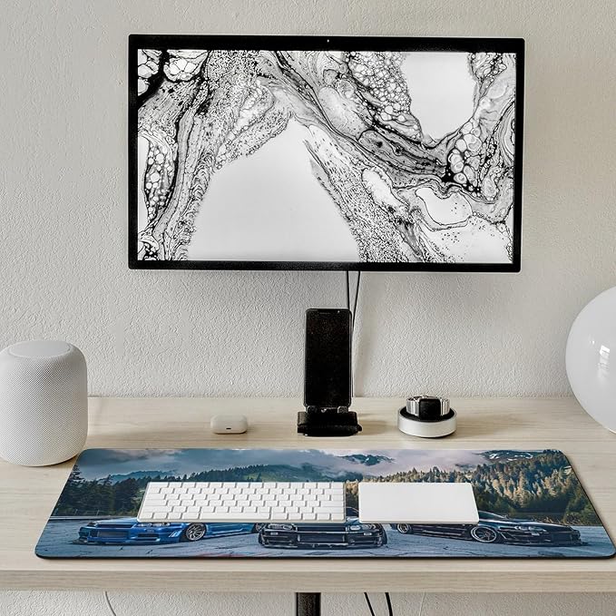 R34 JDM Car Large Mouse Pad Gaming Sport Car Mousepad Stance Mountain Landscape Car Desk Mat Extended Keyboard Computer Pad Office Desk Organizers and Accessories 35.4 x 15.7 Inch