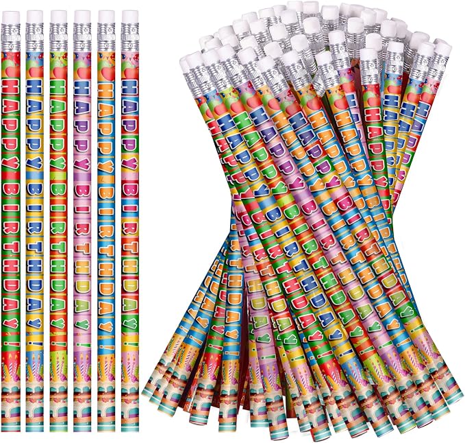 Birthday Pencils Happy Birthday Pencil for Students Birthdays Pencil for Teacher Classroom Birthdays Party Supplies, 6 Style (120)