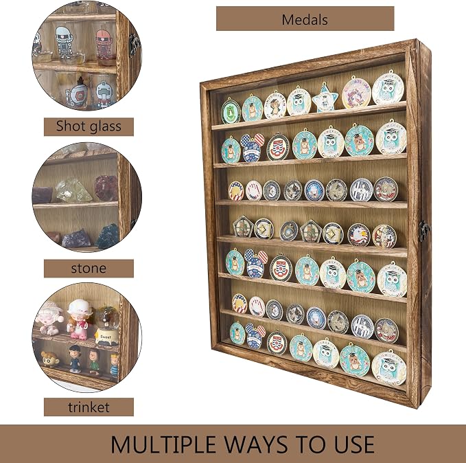 16x20 Large Shadow Box Frame with Removable Shelves,Collectible Display Shelves Case,Military Challenge Coin Display Case,Wood Shadow Boxes Display Cases for Keepsake,Pictures